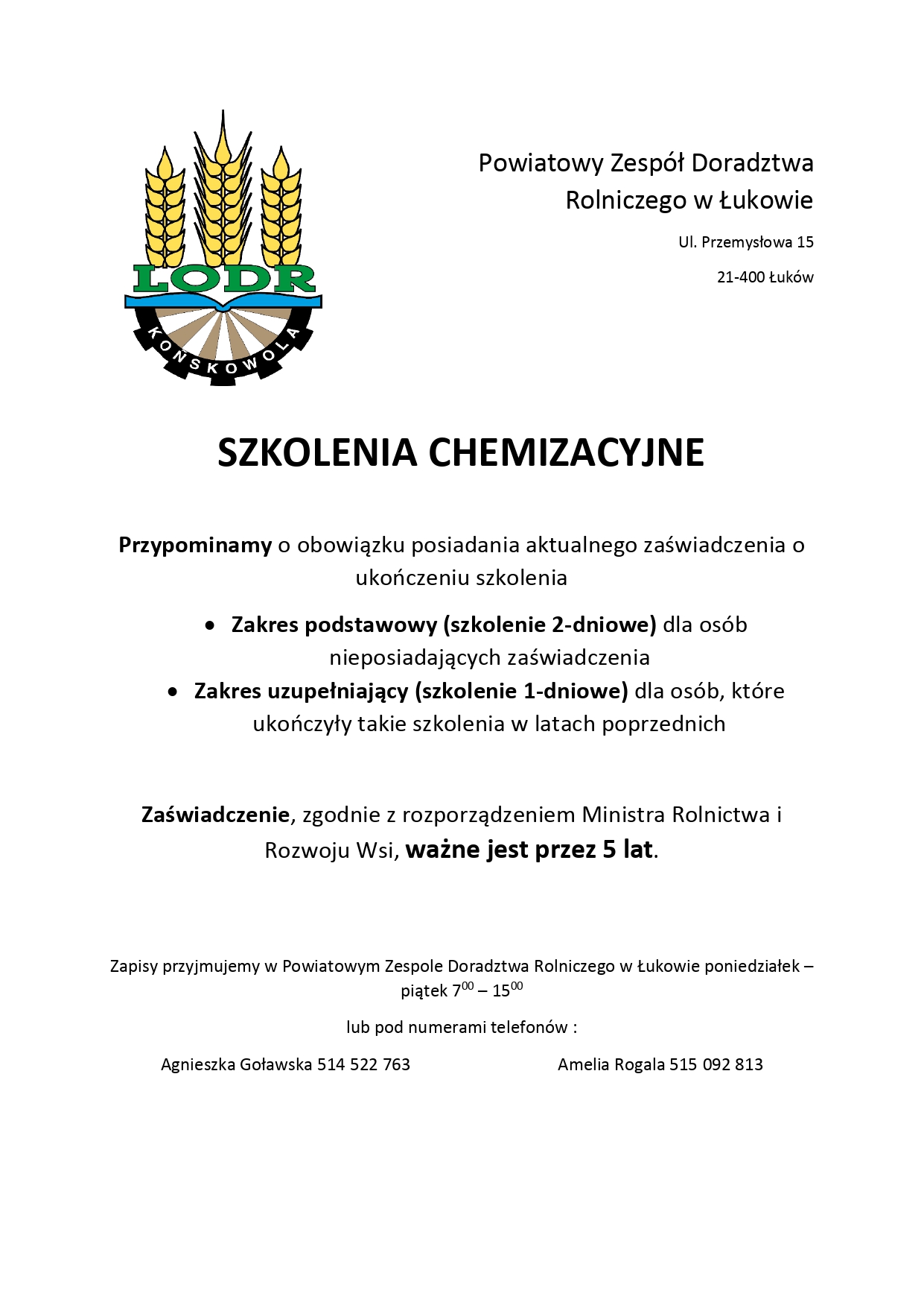 Szkolenia chemizacyjne