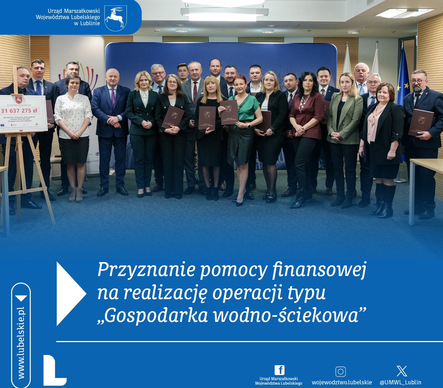 Podpisanie umowy o przyznanie pomocy finansowej na realizację operacji typu „Gospodarka wodno-ściekowa”