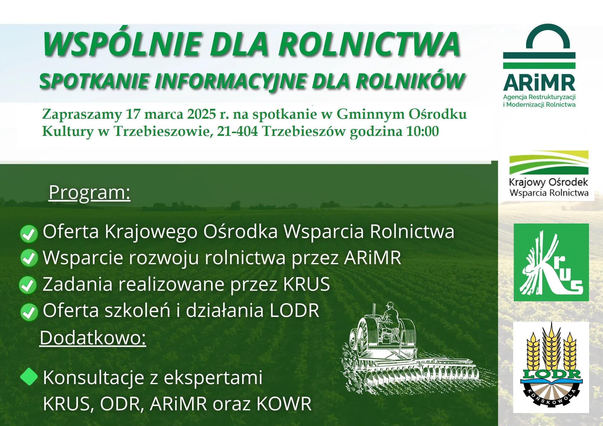 Spotkanie informacyjne dla rolników w GOK w Trzebieszowie