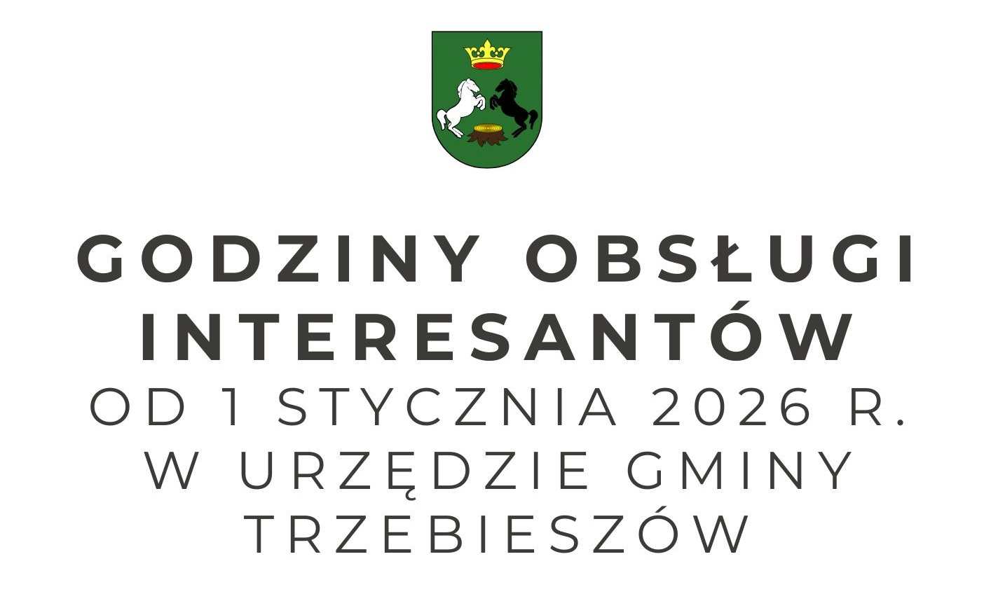 Zmiana godzin obsługi interesantów od 1 stycznia 2026 roku