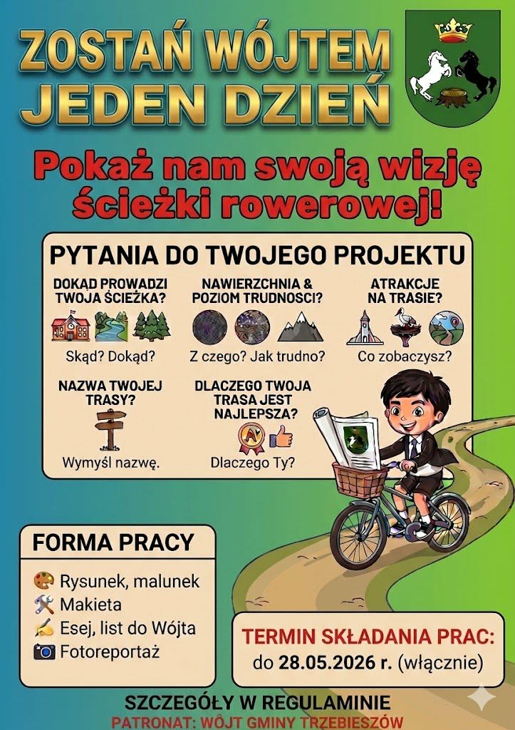 Weź udział w konkursie plastycznym i zostań przez jeden dzień Wójtem Gminy Trzebieszów!