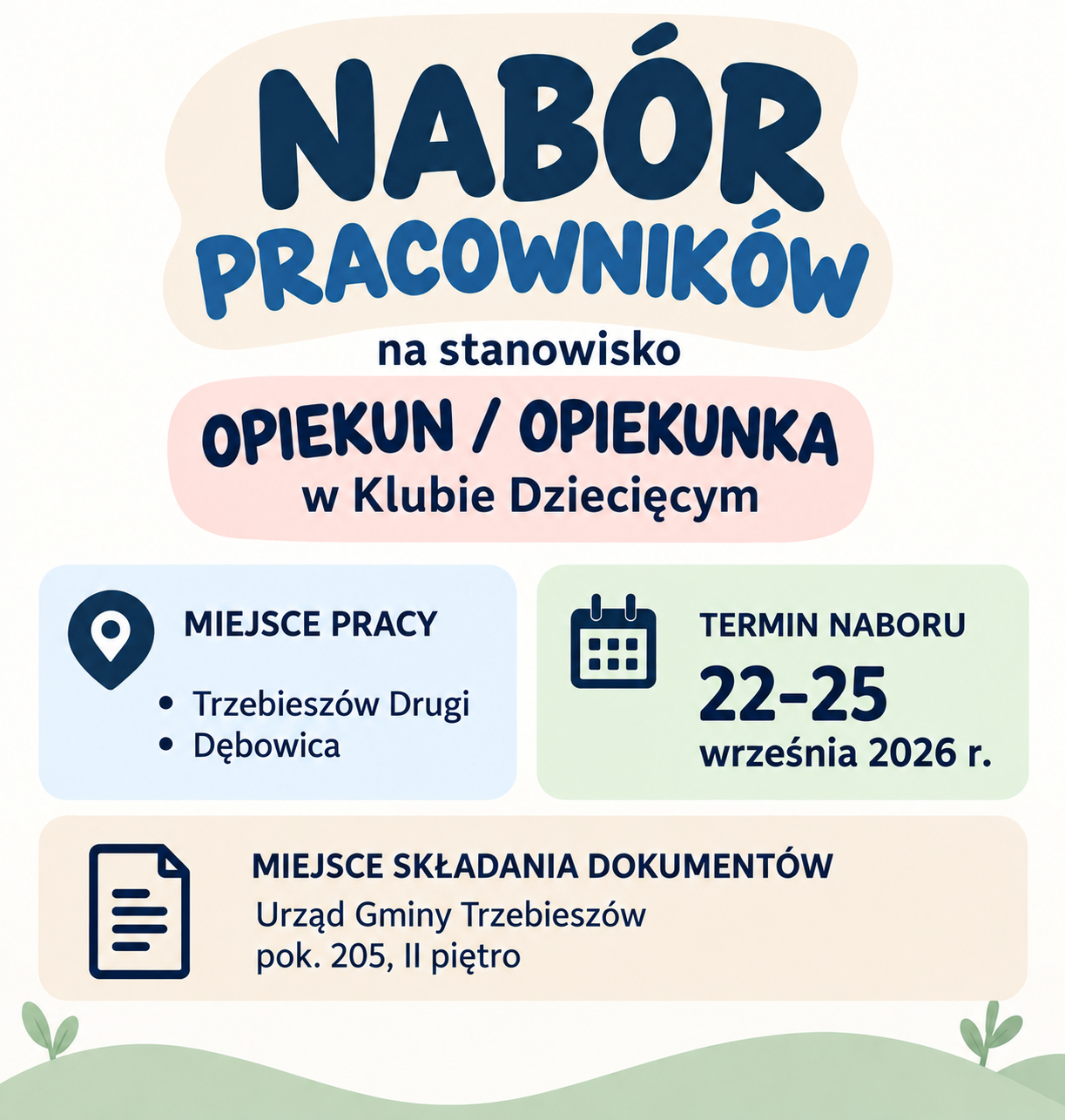 Nabór na stanowisko opiekun/opiekunka w Klubie Dziecięcym – dokumenty, informacje